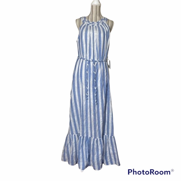 New York & Company | Dresses | Eva Mendes Ny Co Halter Blue White Stripes  Maxi Dress M Nwt | Poshmark